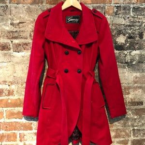 Guess Wool Peacoat in Red